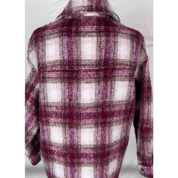 ZARA Womens Size Small Button Front Plaid Oversized Fuzzy Shacket Jacket - Picture 9 of 11
